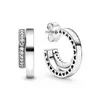 925 Sterling Silver Stud Brand New Sparkling Double Hoop Orecchini High Jewelry Gold Gold Star Love Ear Studs Charm Fascino Sacchetto di polvere Gifts Fit Pandora Charm