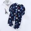 Pijama de bebê para meninos meninas grossos pijama quente outono crianças flannel onesies jumpsuits inverno crianças desenhos animados cobertor sleepwear 211109