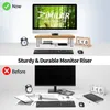 Monitor Stativ Riser, Bamboo Computer Monitor Riser för skrivbord, slitstarkt stativ för bärbar dator, PC-skärm, skrivare, iMac, hemkontor skrivbord står