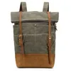 Backpack Canvas Bag Oil Wax Waterproof Men's Casual Handbag Travel Backpacks Mens Bookbag