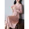 Sommer Elegante Frauen Satin Seide Glänzend Gürtel Party Rosa Midi Kleid Plus Größe XXXL 210415