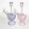 9 pollici rosa viola blu verde vetro bong a forma di cuore narghilè narghilè narghilè bicchiere Dab Rig fumo pipa ad acqua filtro gorgogliatore W ICE Catcher