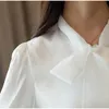 Fashion womens tops and blouses plus size chiffon blouse shirt bow collar office blouse long sleeve women shirts blusas 210412