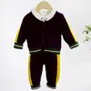 2 stks Baby Jongens Kleding Set Kinderen Lange Mouw Gebreide truien + Broek Peuter Herfst Winter Kleding Zuigeling Boutique 210615