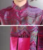 Casacos de trench de mulheres desconto rosa chinês senhora seda cetim jaqueta mandarim colarinho slim outwear botão flor casaco tamanho s a xxxl