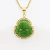 Buddha verde ciondolo Neklace per donne intarsia