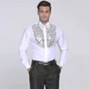 Mens Wing Tip Kraag Sequin Patchwork Shirt met Bowtie Merk Black Western Cowboy Shirt Mannen Dance Disco Prom Costume 210522