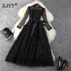 Eleganta kvinnor Se Trough Cascading Ruffle Mesh Lace Dresses Party Celebrity Robe Spring Designers Svart Sexig Vestidos Evening 210601