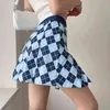 Argyle Printed Y2k Mini Skirt For Women Kawaii Summer Vintage Plaid Korean Fashion High-Waisted Short Pleated Skirts Saias 210510