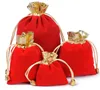 2021 Novo Vermelho / Preto Veludo Jóias Sacos de Drawstring Sacos 7 x 9cm Festa de Casamento Favor Christmas Gift Bags
