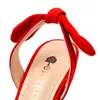 Sangle arrière petit nœud papillon femmes sandales 2021 doux troupeau côté robe creuse sandales féminines coréennes pointues concises talons hauts chaussures Y0721
