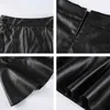 Goth Siyah Yüksek Waisted Y2K Kısa kadın Deri Etek Harajuku Kawaii Ruffles Vintage PU Mini Pileli Etekler Kızlar için 210412