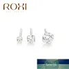 roxi 3pcs 2 / 3 / 4mm 925 스털링 실버 4-claw solitaire 여자를위한 귀걸이 귀걸이 사랑스러운 둥근 연골 스터드 귀걸이 공장 가격 전문가 디자인 품질