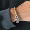 Unik mix guldfärg kubansk kedja armband till hands för kvinnor punk asymmetri aluminium länk Bangles par smycken 2022