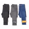 Ciepła Zimowa Plus Rozmiar Slim Jeans Kobiety Zaawansowane Stretch Bawełniane Dżinsy Dżinsowe Spodnie Grube Polar Spodnie Studentów Niebieski Czarny Szary 211112