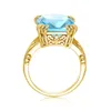 Cluster Anneaux Aquamarine Ring Gold 925 Sterling Silver for Women Blue Toapz Gemstone Wedding Engagement Party Bijoux 20212082753