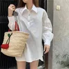Coreano Moda Sólida Blusas Camisas Mulheres Slow Sleeve Collar Colares Tops Outono Casual Férias Blusas Femme 210513