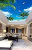 Пользовательские обои 3d фото роспись кокосовое дерево голубое небо белые облака море птица потолочные обои Papel de parede