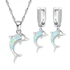 Örhängen Halsband Opal Dolphin Dangle For Women Set Five-Color Tre-Piece Fashion Bijoux Barns Smycken Gifts