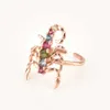 ANDYWEN 925 Sterling Silver Gold Colorful Spider Rainbow CZ Adjustable Rings Women Fine Jewelry Open Resizable Jewels Gift 210608