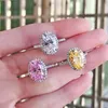 100% 925 Sterling Silver Oval Cut Citrine Simulé Moissanite Diamants Anneau Femmes De Noce Fine Jewelry Whole Cluster Ri216L