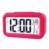 Smart Temperature Alarm Clock LED Display Digital Backlight Calendário Desktop Snooze Mudo Eletrônico Mesa Relógios Bateria Bateria