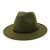 الصلبة اللون واسعة بريم الصوف بسيطة فيلت فيدورا قبعة جديدة الكنيسة أعلى الجاز قبعة الرجال النساء الصوف اللباس قبعة الزفاف