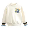 Höst vinter varm 3-8 10 11 12 år tonåring patchwork blomma hoodies barn baby flicka förtjockning plus sammet sweatshirts 210625