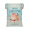 Julklappspåsar Linen Kanvas Bomullväska Santa Sack Xmas Reindeer Drawstring Pocket Printed Bag se på 5 stilar W-00885