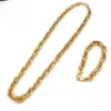 Unisex Armband 8.3 "Vintage 22k Fine Solid Gold Tone Stor Dubbel Loop Länkar Kedja Halsband 24" Smycken Kihei
