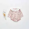 Spring Baby Bodysuit Happy Clothes Girl Little Flower Collar Creeper born 210515