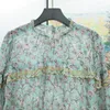 Dames Blouses Shirts 2022 Floral Print Dames Blouse Borduurwerk Twee-Color Stand Collar Long-Mouwen Shirt