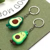 Cute Simulated Fruit Avocado Keychain 3D Soft Resin Smiling Avocado Keychains Couple Jewelry Women Fashion Christmas Small Gift G1019