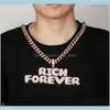 Colliers Pendentifs Bijoux Nom personnalisé Hip Hop Ice Out Personnel CZ Bulles Lettre Pendentif Mens Rock Street Collier avec Rope231a