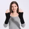 Fingerless Gloves 2021 Ly Woman Winter Warm Knitted Long Twist Plus Thick Half Finger Mittens Free