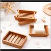 Aessories Hem Gardenwooden Naturliga Bamboo Tvålfack Bricka Kreativ Enkel Manuell Avloppshållare Förvaring Box Container för badduschplatta