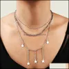 Pendant Necklaces & Pendants Jewelry Aessories Fashion Retro Tassel Necklace Female Mti-Layer Peach Heart Women Drop Delivery 2021 Ypwqt