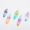 Colorful Glass Hexagon prism Charms Rainbow pendant for Necklace jewelry making women men Wholesale MKI