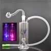 Glowing Glass bong with Led Light smoking Pipes Bong 10mm Joint Mini Oil Rig Ball Perc with glass oil burner pipe and Hose