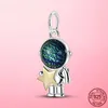 925 prata esterlina astronauta lua estrela encantos abacaxi pingente olhos sorte grânulo ajuste pulseira para jóias diy8237722