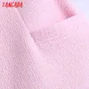 Femmes élégantes rose tweed poches à glissière femme rétro shorts décontractés pantalons be521 210416