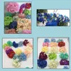 Zijde Hydrangea Kunstbloem Handgemaakte Rose Hoofden voor Bruiloft Decoratie Bloemmuur Drop Levering 2021 Decoratieve Bloemen Kransen Fest