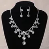 Necklace Earrings Set & Wedding Accessories For Women Bridal Crystal Bride Headwear 3D Floral Crowns Tiara Water Drop Chocker Neckl