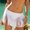 Kvinnor Beach Wear Sexig Tassels Fringe Elastisk Mini Skirt Waist Crochet Wrap Bikini Cover Up Baddräkt Kvinnors badkläder