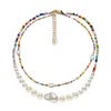 DIEZI Korean Bohemian Baroque Imitation Pearl DIY For Women Girls Choker Multicolor Beads Necklace Jewelry