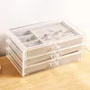 Jewelry Pouches Bags Clear Acrylic Jewellery Storage Box Women 3 Drawers Velvet Organiser Earring Bracelet Necklace Rings Case Ho278K