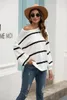 Vintage Stripe Oversized Pullover Kvinnor Höst Vinter Streetwear Casual Jumper Tröja Stickat Loose Pull Femme 210427