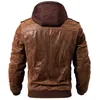 Męska prawdziwa skórzana kurtka męska motocykl wymienny kaptur zimowy płaszcz Mężczyźni Ciepłe Kurtki ze skóry 211101
