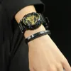 bracciale in pelle nera da uomo multistrato lavorato a maglia in nastro in acciaio inossidabile minimalismo gioielli di marca a mano per ragazzi regali66214129867686