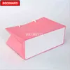 50X Personalizado pesado kraft papel saco rosa cor de natal saco de papel de compras para vestido vestido de presente embalagem sacos H1231